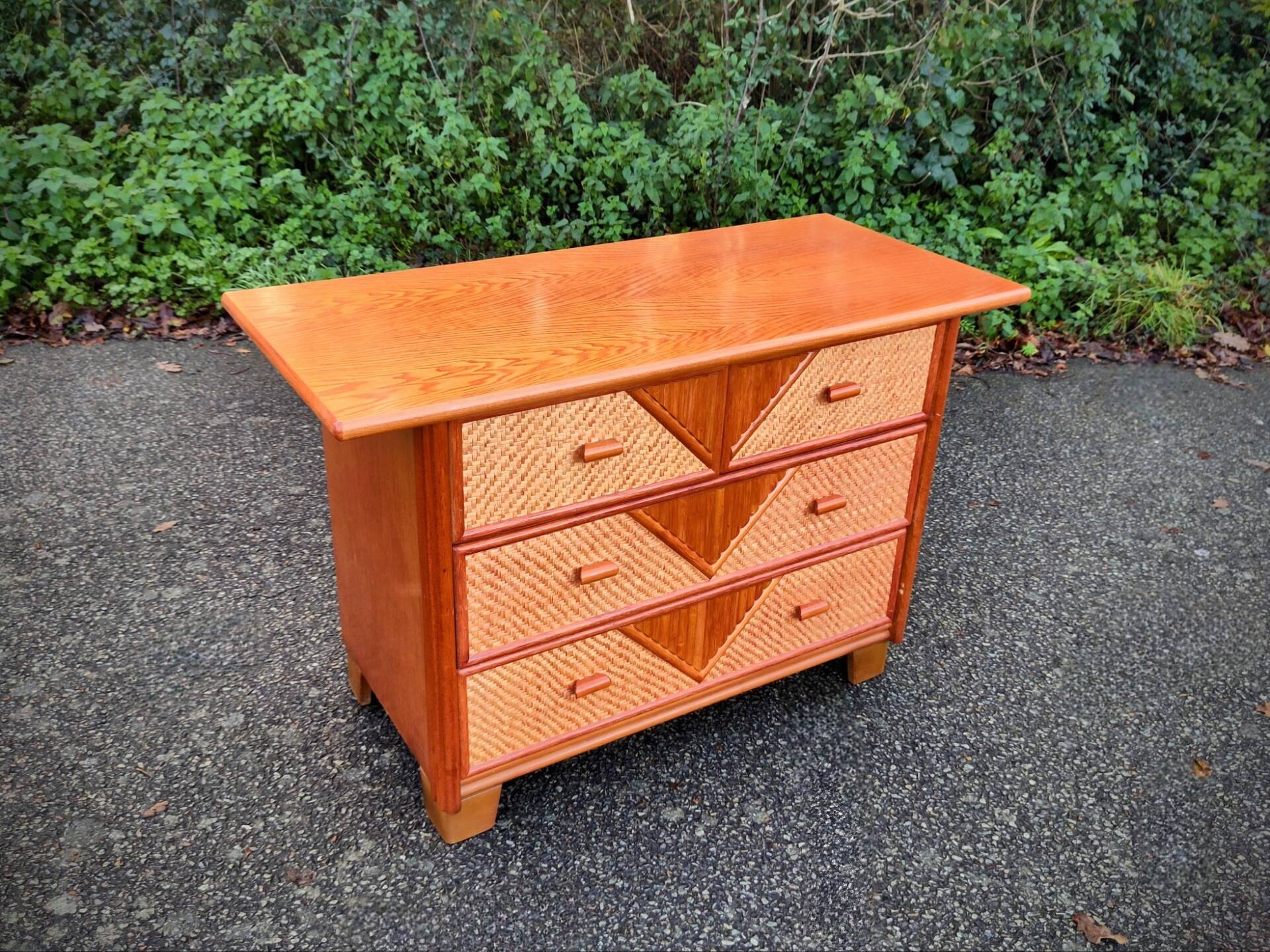 1960s rattan chest of drawers