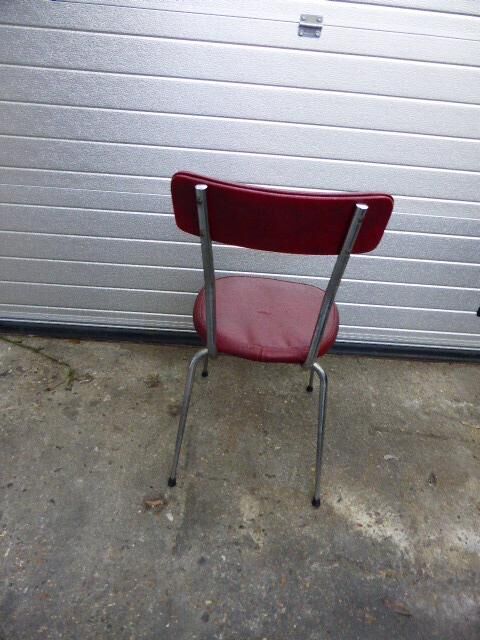 Red leatherette chair with chrome legs, vintage 1960/1970