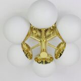 Lustre Radial Sputnik en Verre Opalin Kaiser, Allemagne, années 1960