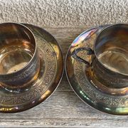 Paire Tasse à thé métal argenté