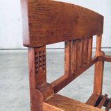 Dutch Modernist Carved Oak Side Chair, 1920s