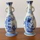 Old pair of blue and white porcelain vases from Japan - in good condition.