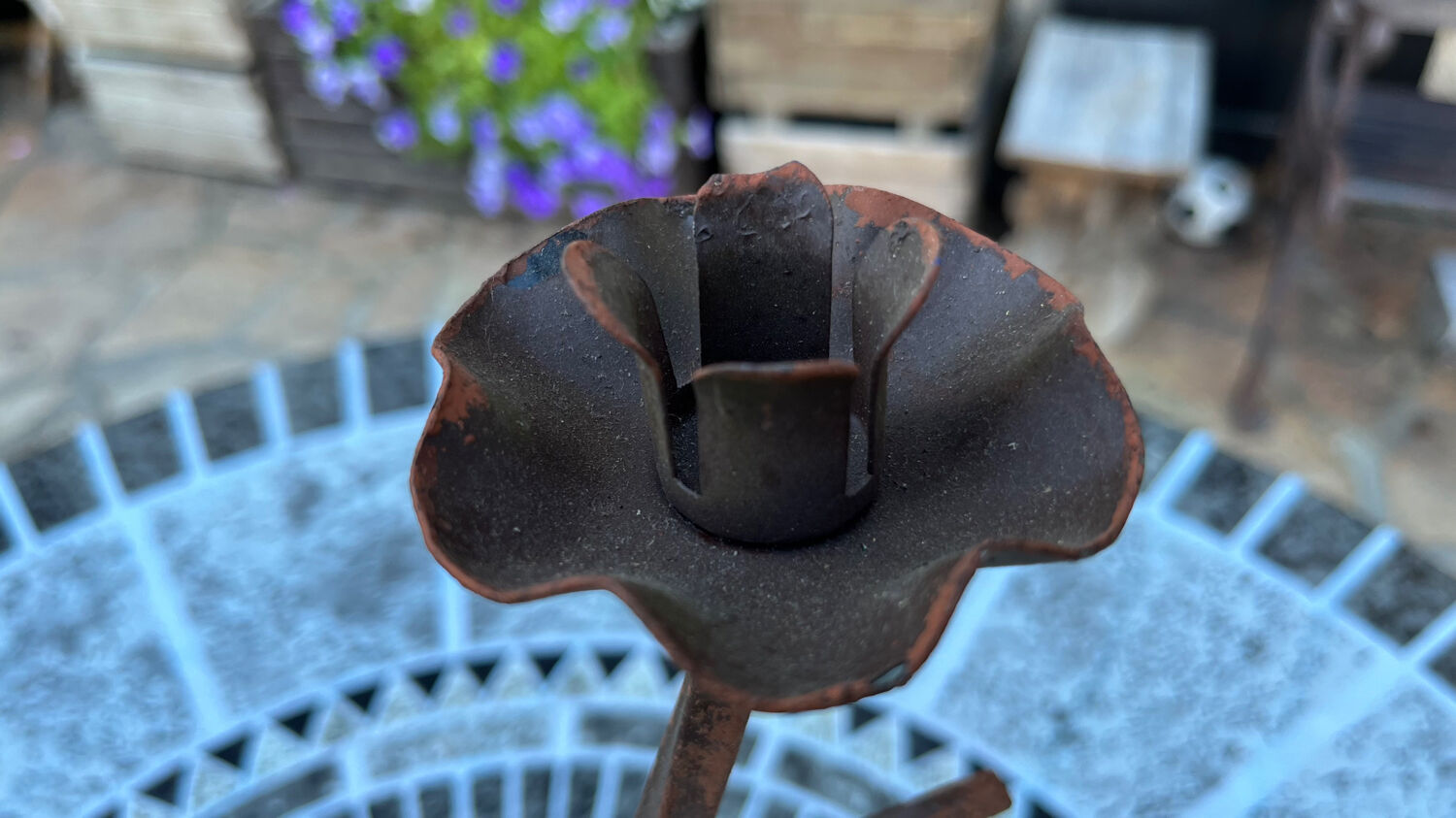 Wrought iron candle holder