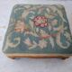 Small antique footrest stool lined canvas