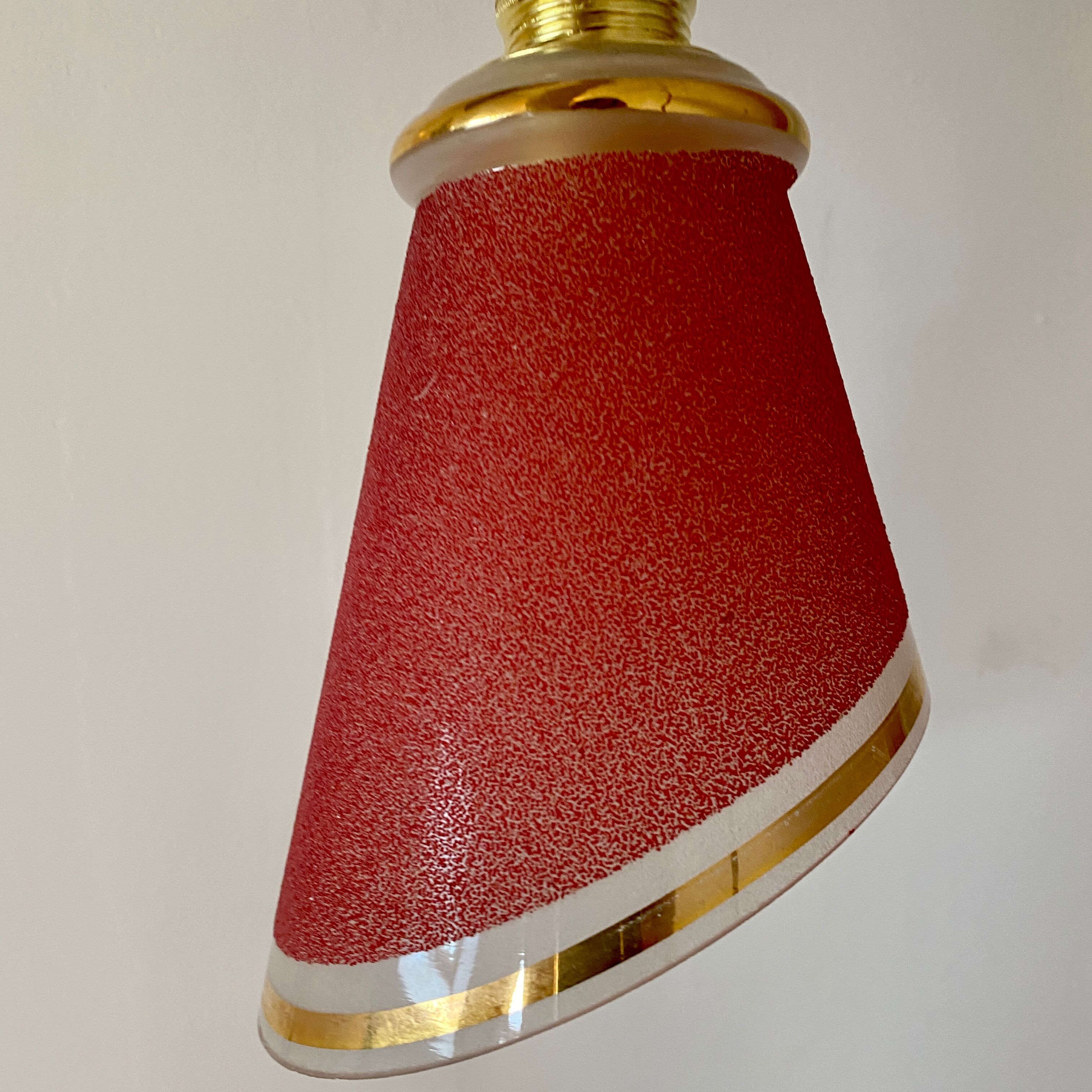 Vintage tulip walker in red sandblasted glass