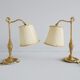 Bedside lamps set metal with fabric shades