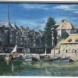 marine huile sur isorel - signature à identifier, Bretagne