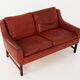 Red leather sofa, Scandinavian design, 1960s, designer: Fredrik Kayser, production: Vatne Møbler