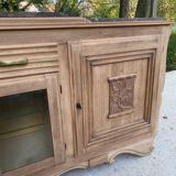 Renovated art deco sideboard in solid raw oak and gray marble 190cm