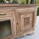 Renovated art deco sideboard in solid raw oak and gray marble 190cm