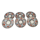 Set of 6 Japanese dessert plates with red, midnight blue and gold decor