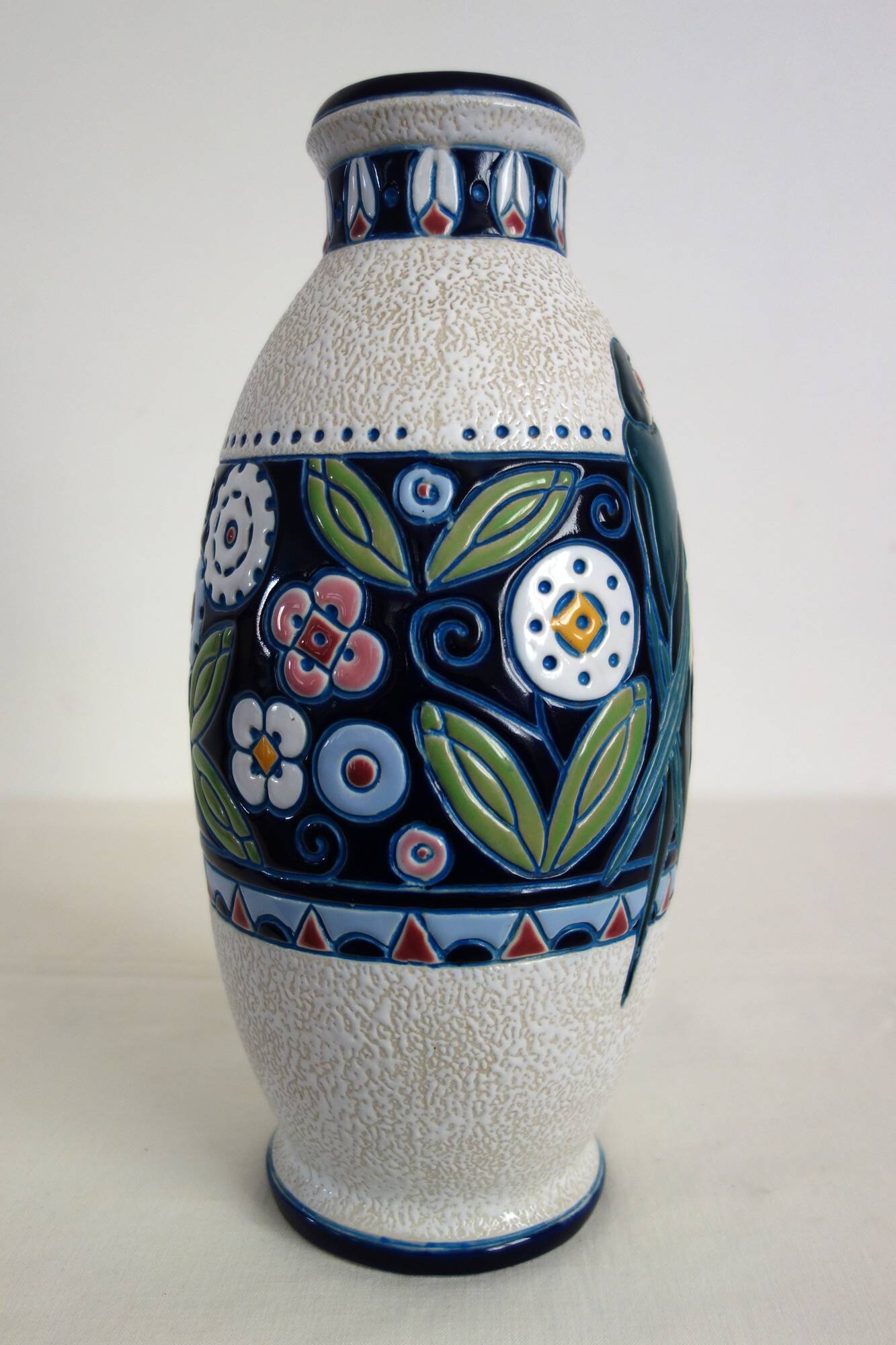 Vase art nouveau céramique émaillée par Amphora, Bohème, 1920