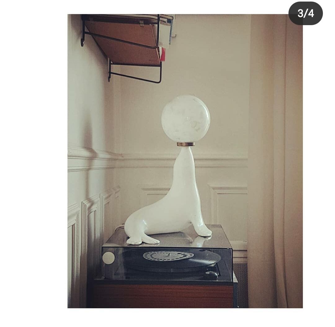 Vintage sea lion lamp