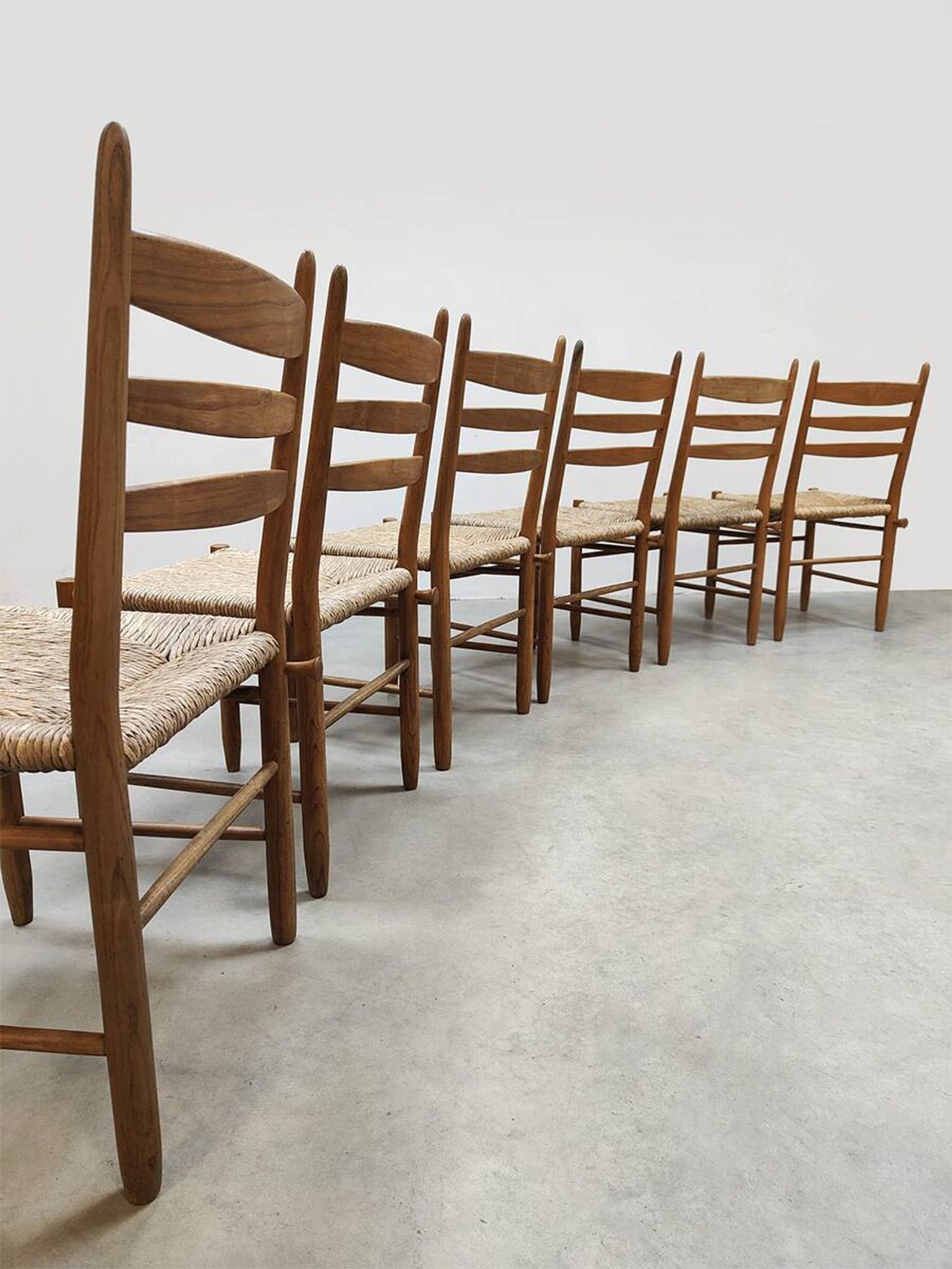 Midcentury modern raffia dining chairs vintage 1960