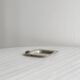 Square ashtray in patinated metal