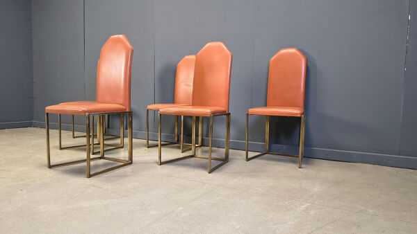 Chaises de salle à manger en laiton vintage par Belgochrom, années 1970.