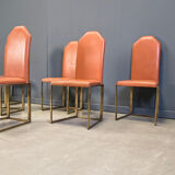 Vintage brass dining chairs by Belgochrom, 1970s