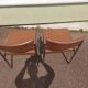 Pair of office chair oem strafor vintage 1960 - chrome skaï brown