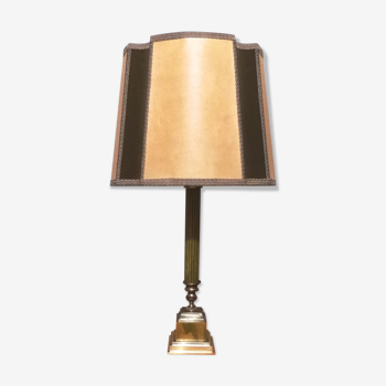 Vintage lamp with wove paper lampshade and velvet