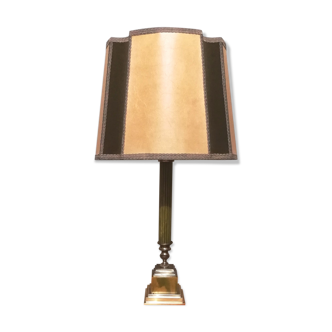 Vintage lamp with wove paper lampshade and velvet