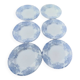6 assiettes plates en faïence K G Lunéville modèle Mauresque diam 22 cm