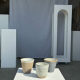 Lot de 3 tasses en céramique indonésienne (noir, mat brun & glacé moucheté)