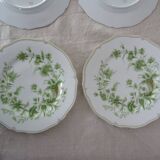 6 flat plates and 1 round dish haviland limoges with green and gold horn