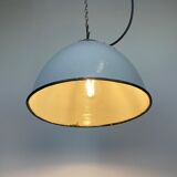 Industrial Grey Enamel Factory Lamp with Cast Iron Top from Zaos, 1960