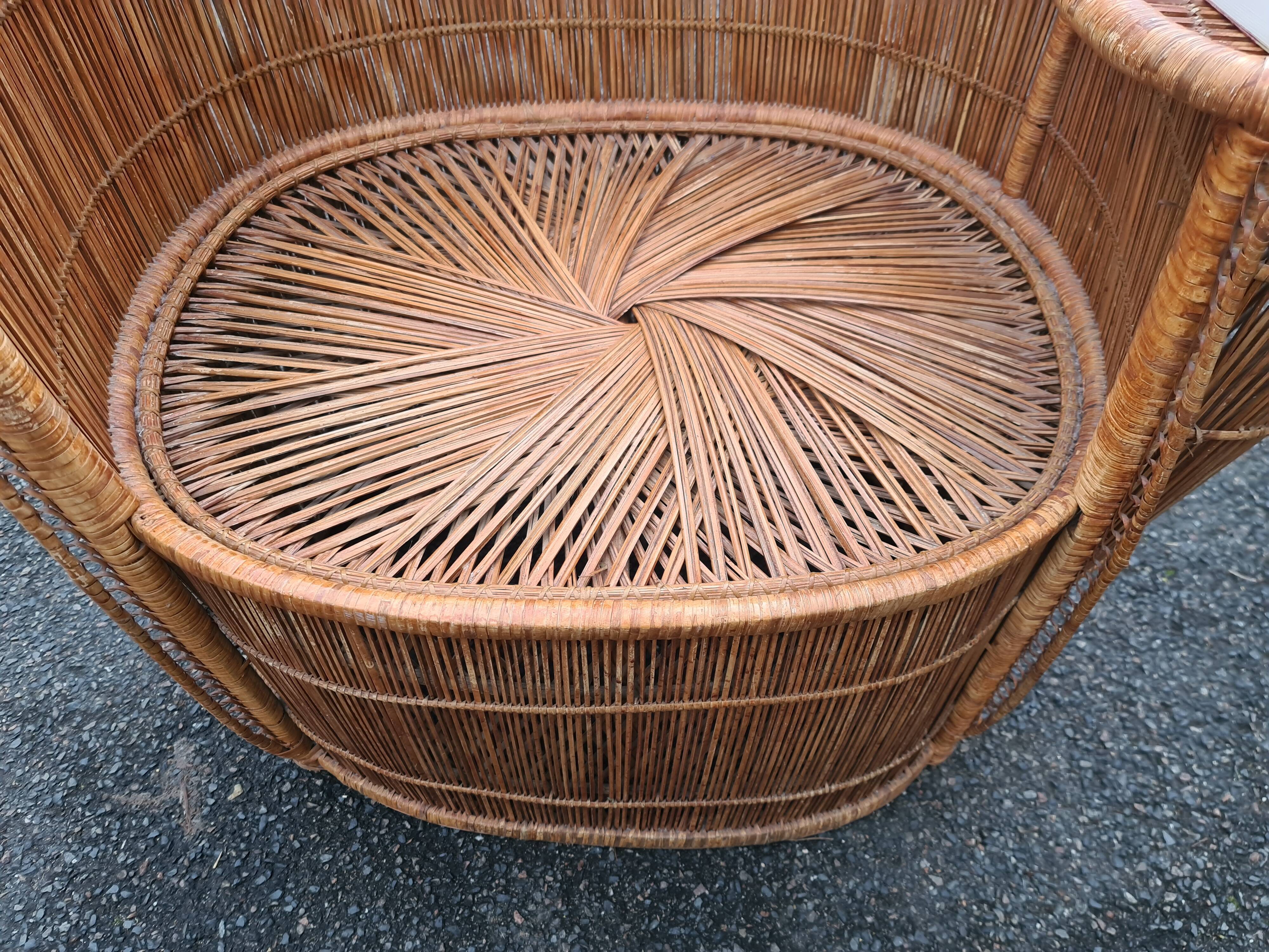 Bench rattan armchair model tablet phone 1960
