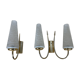 Pair of brass and opaline wall lamps 50s