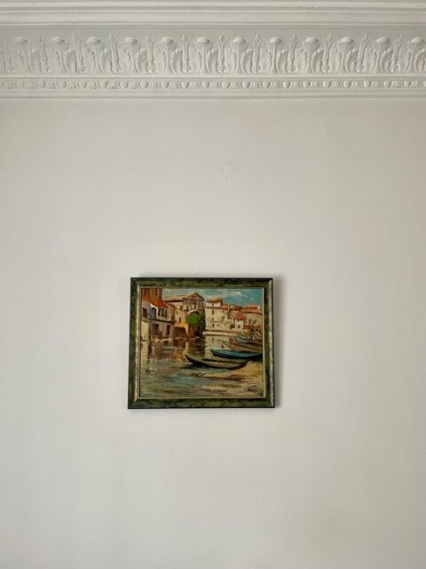 Painting signed Filhos oil on panel 1950 "Martigues"