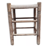 Vintage handmade wooden stool and rope
