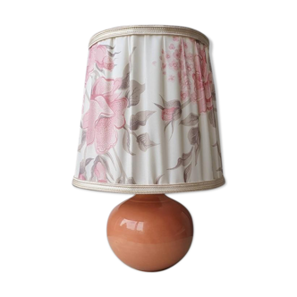 Ceramic table lamp with 80s fabric lampshade