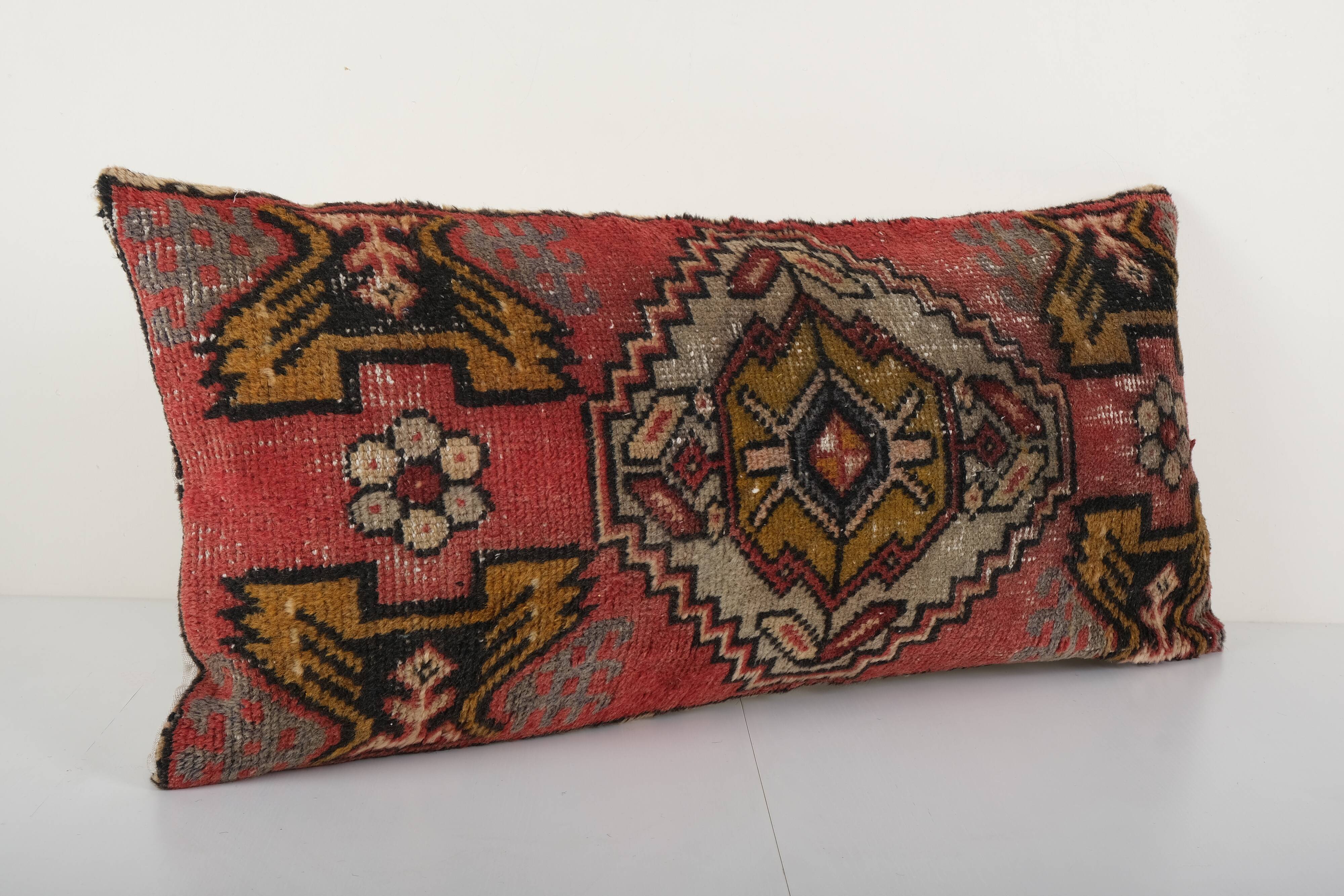 Ethnic lumbar oushak carpet rug pillow cover from anatolian