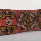 Ethnic lumbar oushak carpet rug pillow cover from anatolian