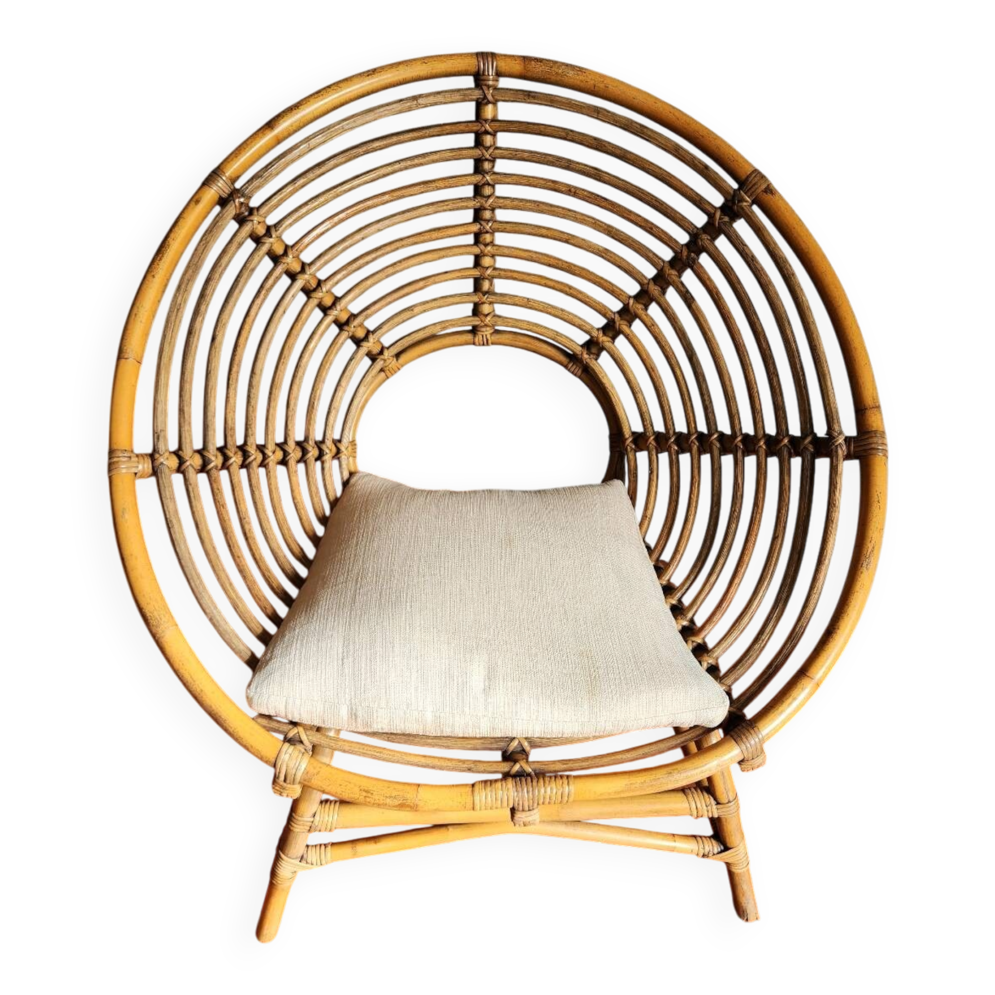 Large rattan armchair from the 70s