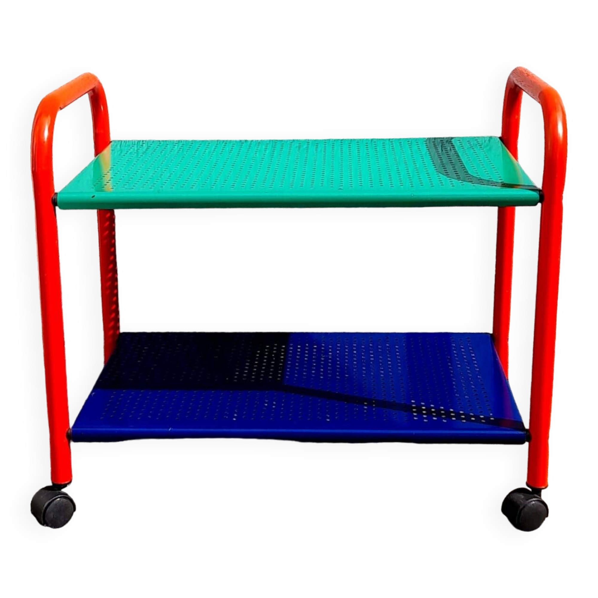 Memphis 80s perforated sheet metal rolling trolley