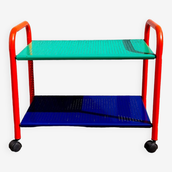 Memphis 80s perforated sheet metal rolling trolley