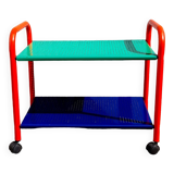 Memphis 80s perforated sheet metal rolling trolley