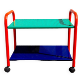 Memphis 80s perforated sheet metal rolling trolley