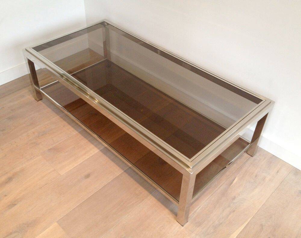 Rectangular chrome coffee table