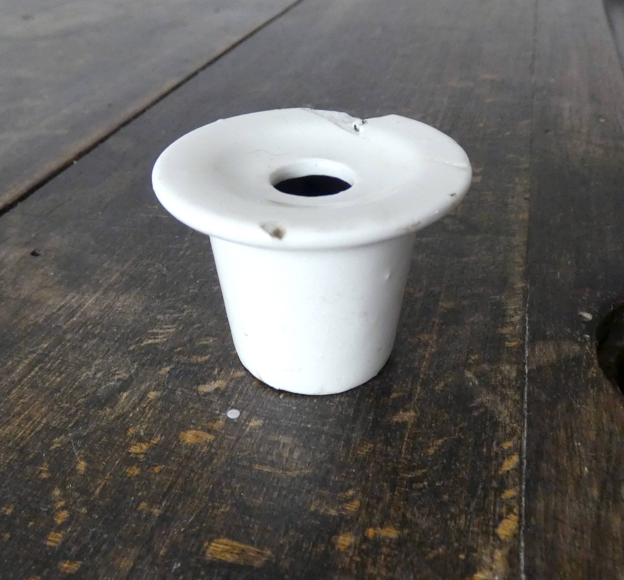 Old children's desk + vintage porcelain inkwell