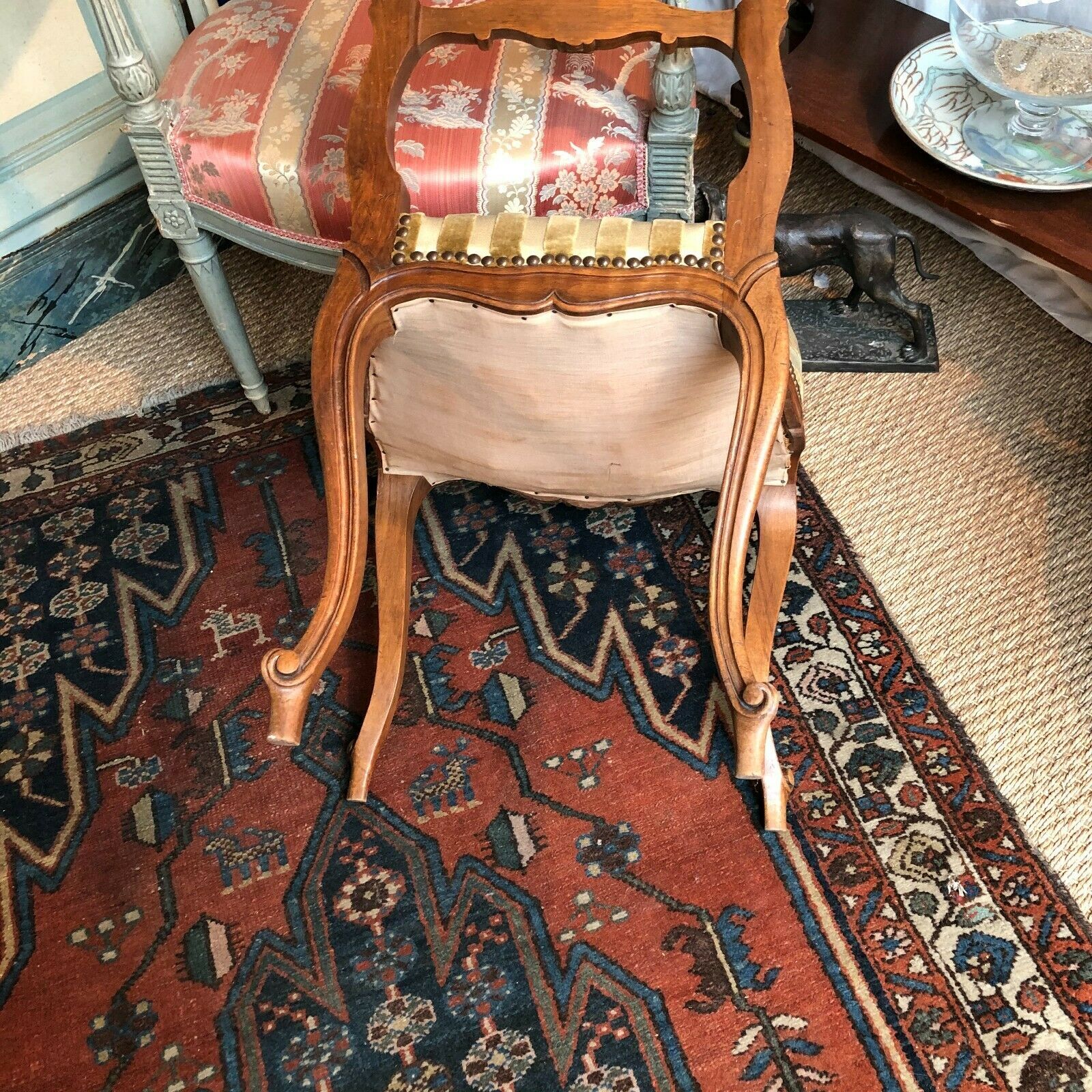 Pair of wooden chairs in Louis XV style Dufin 19th century stamp