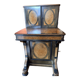 Victorian-era blackened wood and burr walnut Davenport.