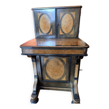 Davenport anglais d’époque victorienne en bois noirci et loupe