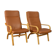 Paire de fauteuils de milieu de siècle en cuir et base en hêtre, design danois