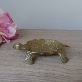 Petit cendrier tortue en laiton sculpté vintage