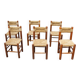 Set of six rattan and oak French dining chairs