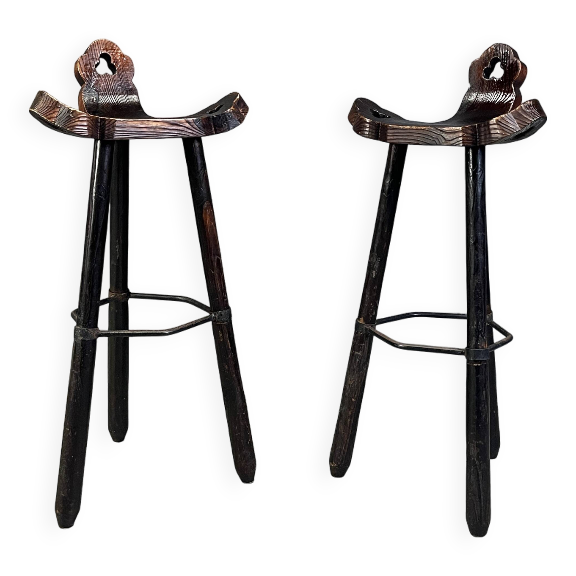 Mid Century Brutalist Bar Stools - Set of 2, 1960s