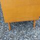 Vintage chest of drawers in light oak and rattan with tapered legs, 3 drawers from the 1950s.